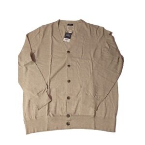 Men's St John's Bay Cardigan Sweater 3XLT  Fine Gauage V Neck Heather Stone...